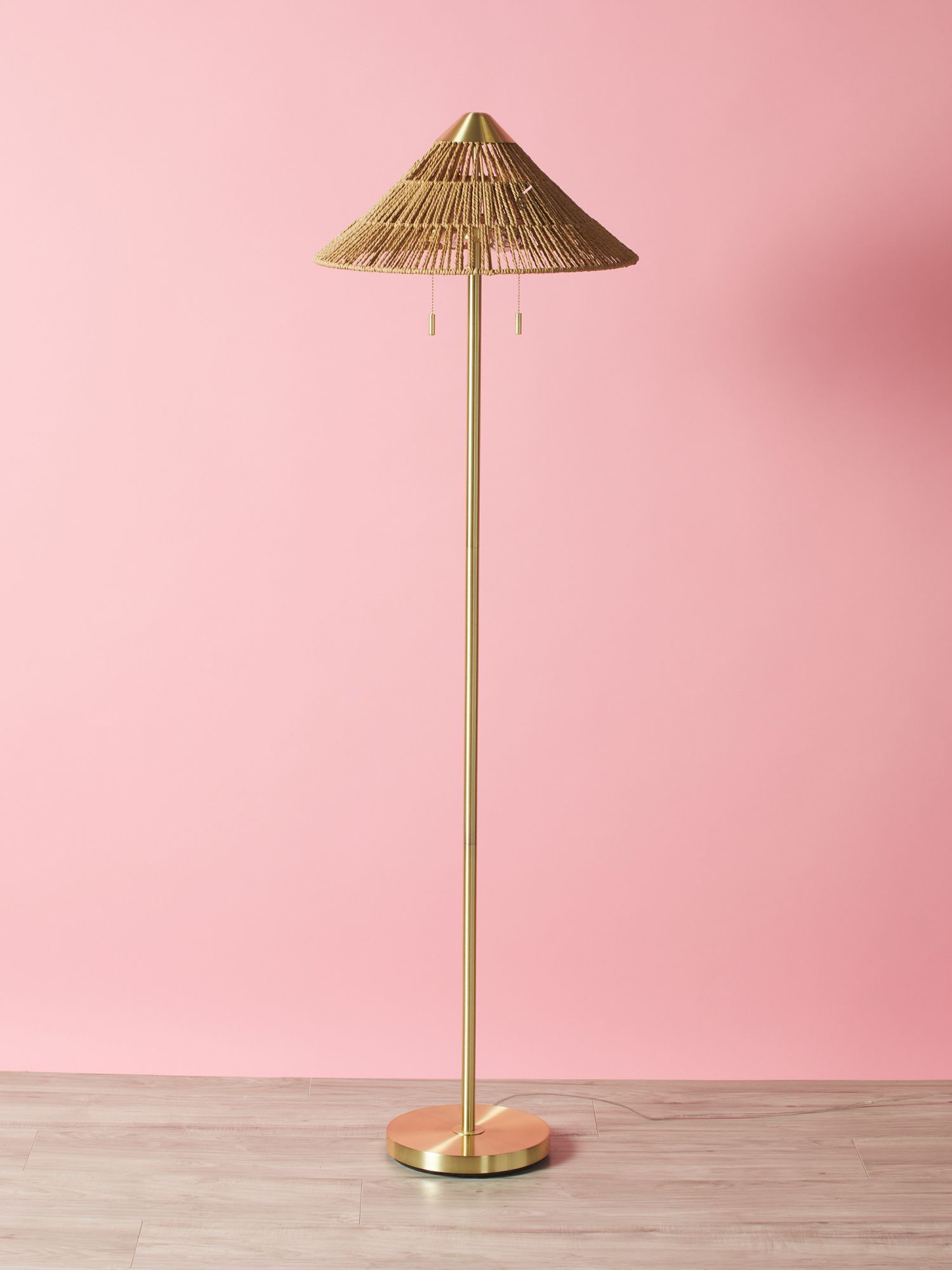 64in Paper Rope Cone Shade Metal Floor Lamp | Living Room | HomeGoods | HomeGoods