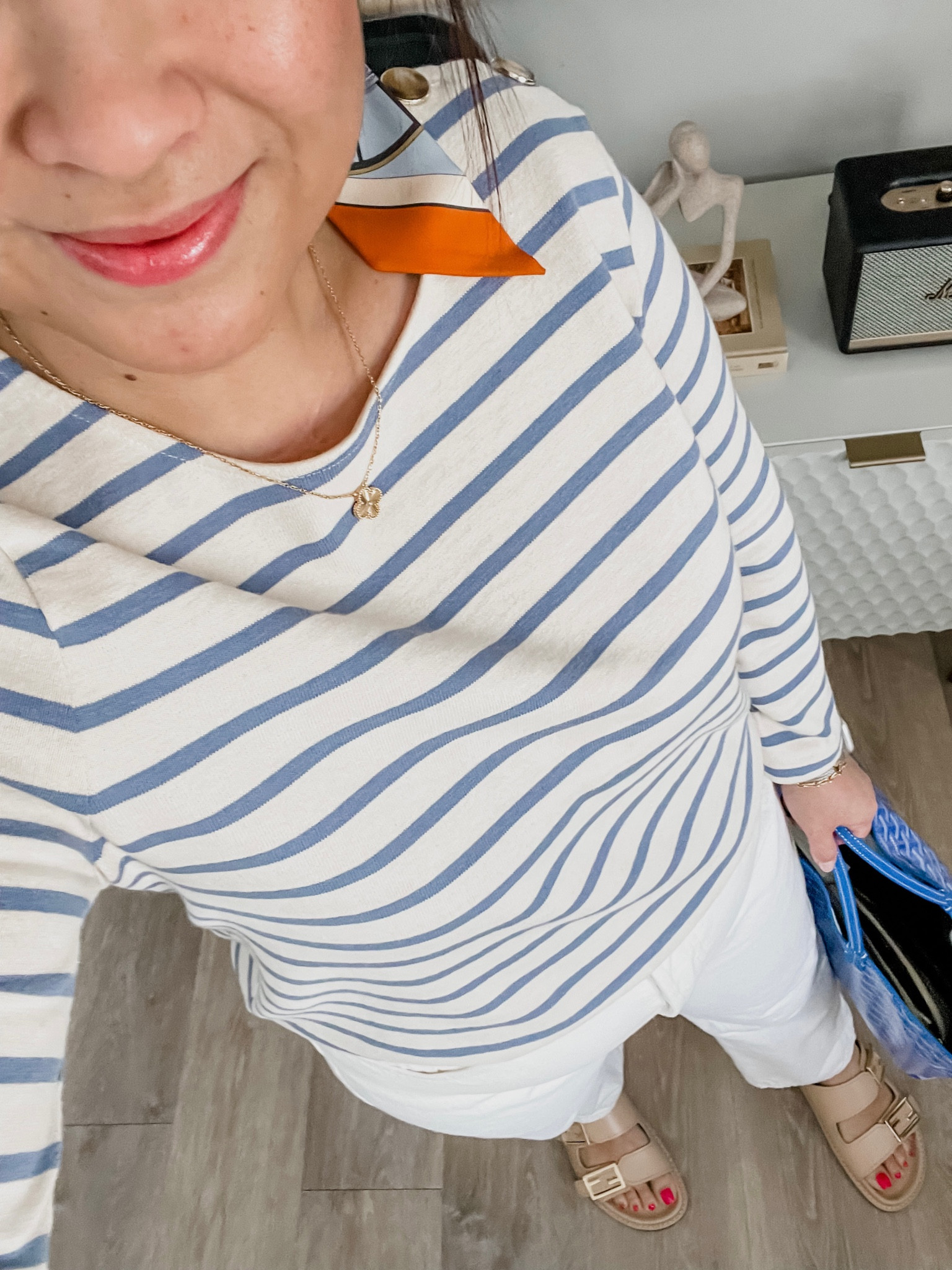 Sezane Colette Marnier wearing medium 

Levis wedgie straight white jeans
wearing 31

Fendi Feel sandals in Beige tts 

#LTKunder100 #LTKshoecrush #LTKstyletip