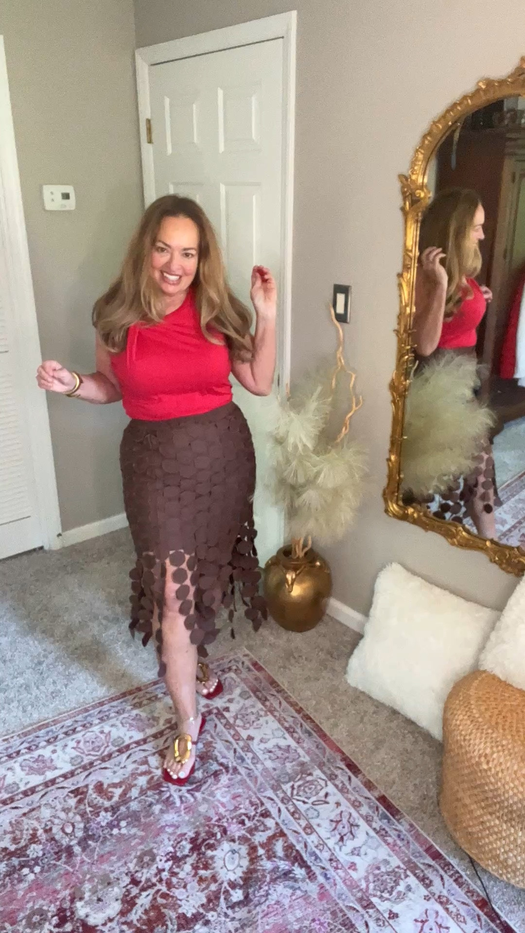 The viral skirt is now available in a shorter length for Summer!
It is so unique and perfect for special occasions, date night. Dress it up or down!
My most worn dressy summer sandal is now available in Red! 

#LTKTravel #LTKFestival #LTKWedding