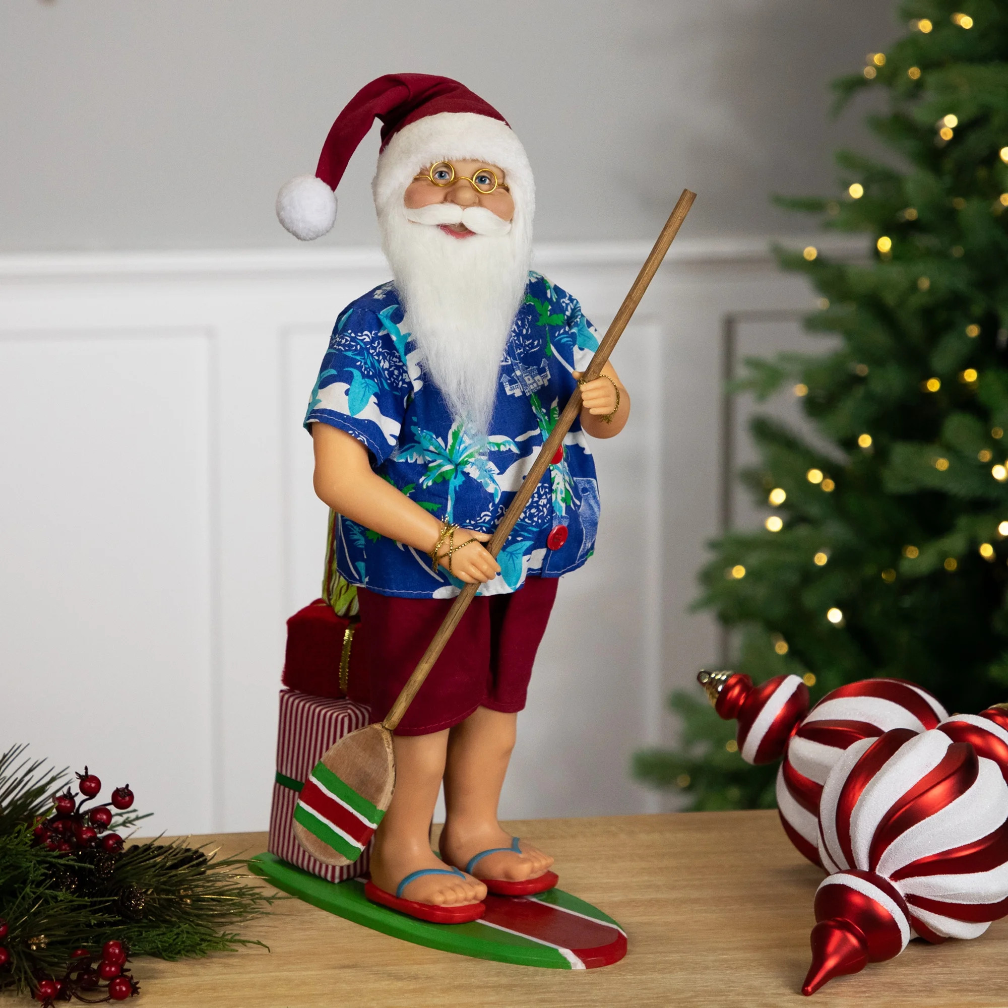 Northlight Santa on a Paddle Board Christmas Figure - 18" | Walmart (US)