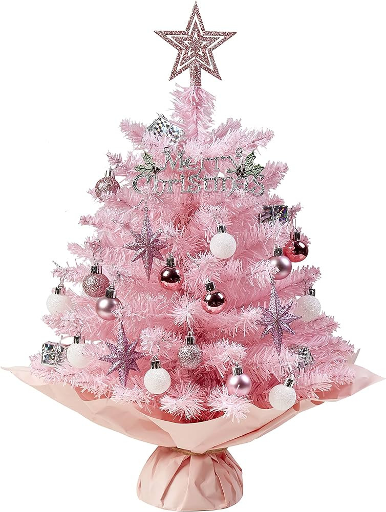 Amazon.com: XmasExp Mini Christmas Tree Christmas Pink Tree Artificial Xmas Tree Small Christmas ... | Amazon (US)