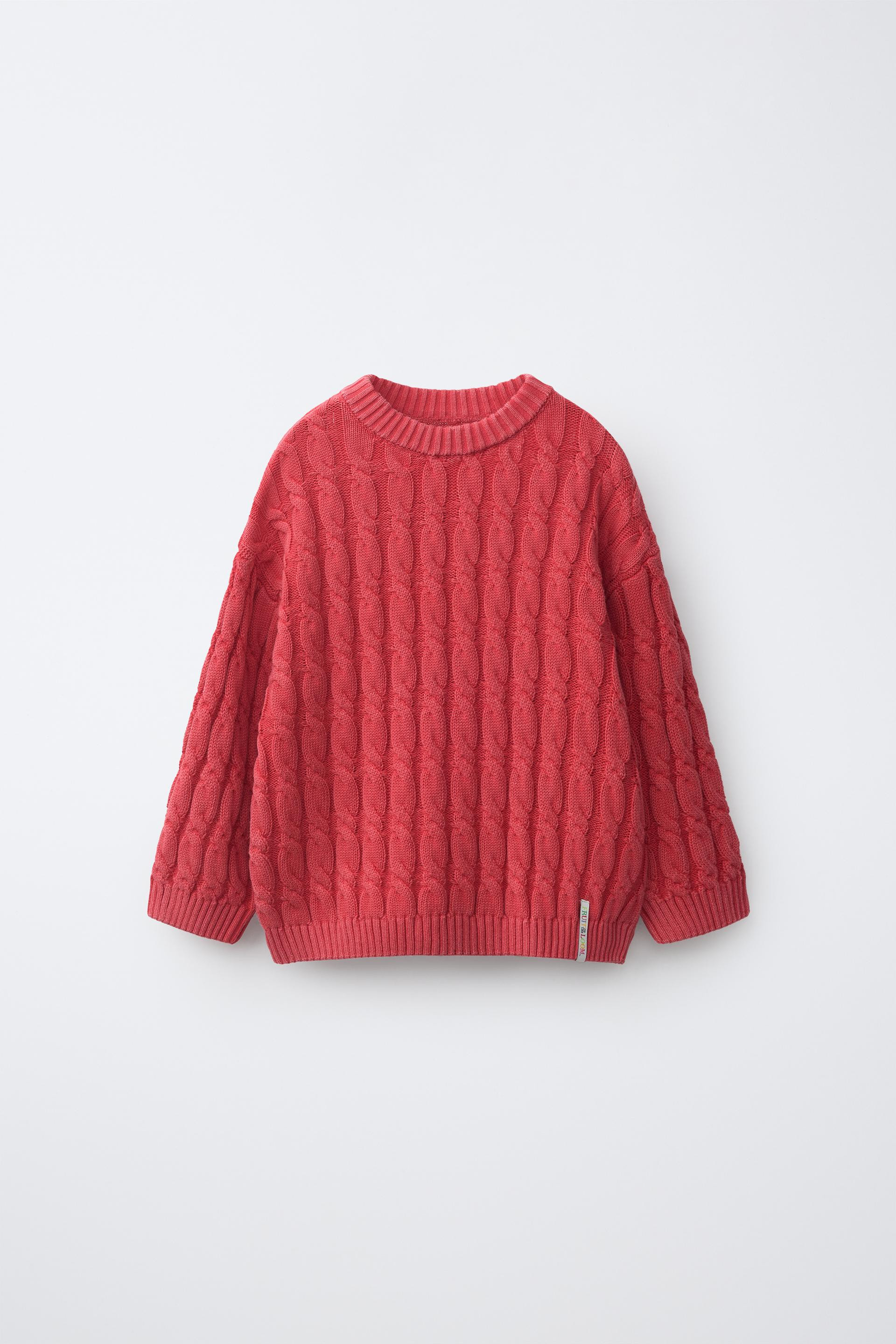 Zara - Fruit Of The Loom™ Cable-Knit Jumper - Red - 2 Years (36,2 Inches) - Kids | Zara US