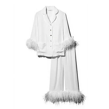 Sleeper Feather Trim Pajama Set White X-Large | Walmart (US)