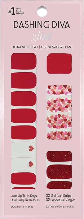 Dashing Diva Valentine Gloss Nail Strips - Girl Crush - UV Free, Chip Resistant, Long Lasting Gel... | Amazon (US)