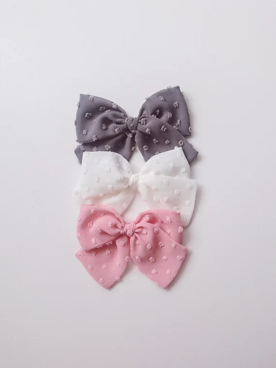 Set of 3 Baby Swiss Dot Chiffon Bow Headbands / Baby Headband | Etsy | Etsy (US)