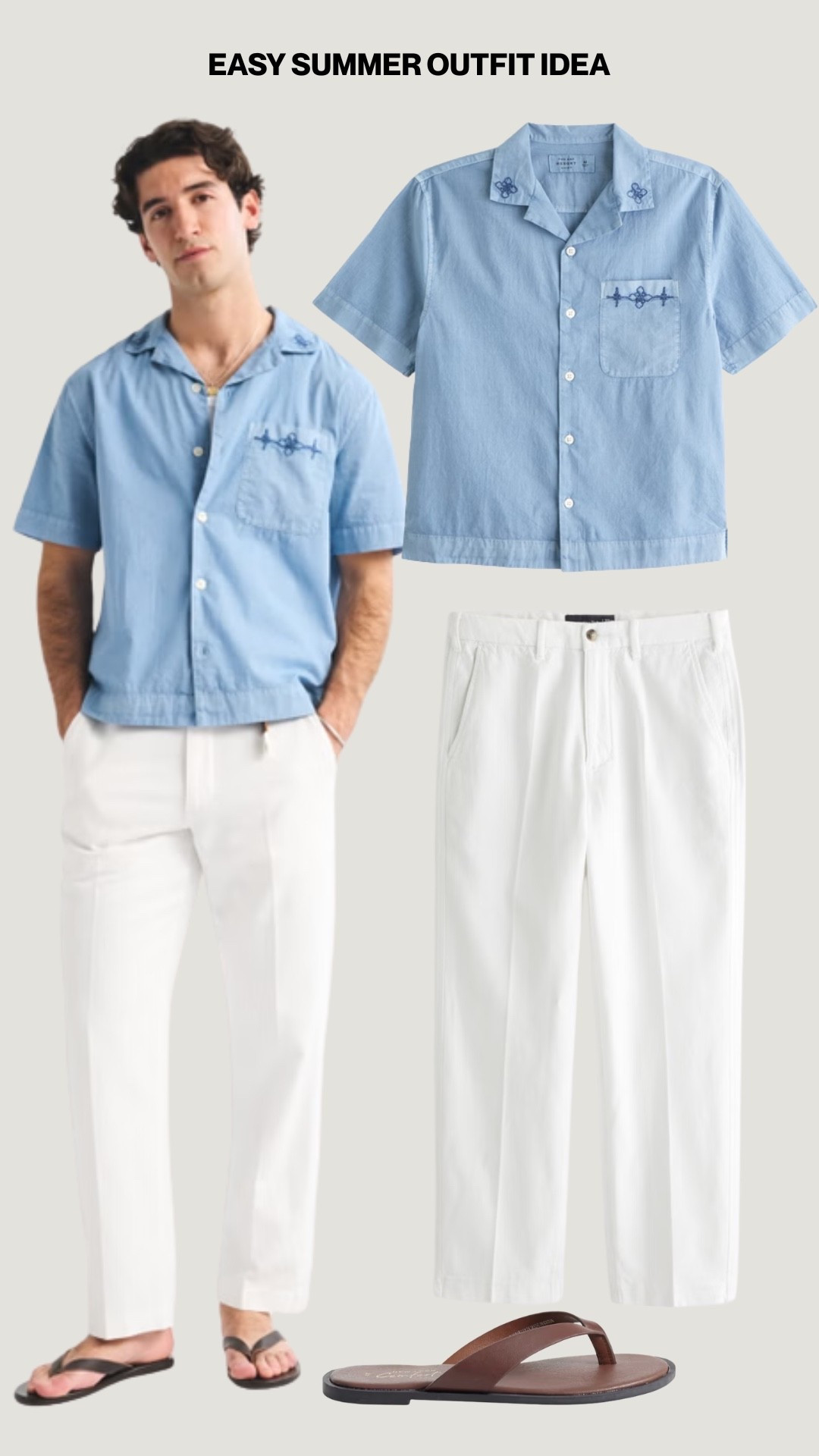 This is the type of summer fit that always looks expensive 🌊
Light blue tones with white trousers keep the outfit clean and breathable, while the sandals make it perfect for warm weather days and vacations.

#LTKMens #LTKStyle #MensFashion #SummerOutfits #VacationFits #MensStyleGuide #OldMoneyStyle #CampCollarShirt #MinimalStyle #QuietLuxury #MenswearDaily #SummerWardrobe #BeachStyle #ResortStyle #MensFashionInspo #EuropeanSummer #CleanFit #NeutralStyle #SummerEssentials #EffortlessStyle

#LTKootd #LTKgrwm