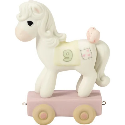 Precious Moments Birthday Train Horse with Bow Age 9 Figurine 4.13 Inch | Wayfair North America