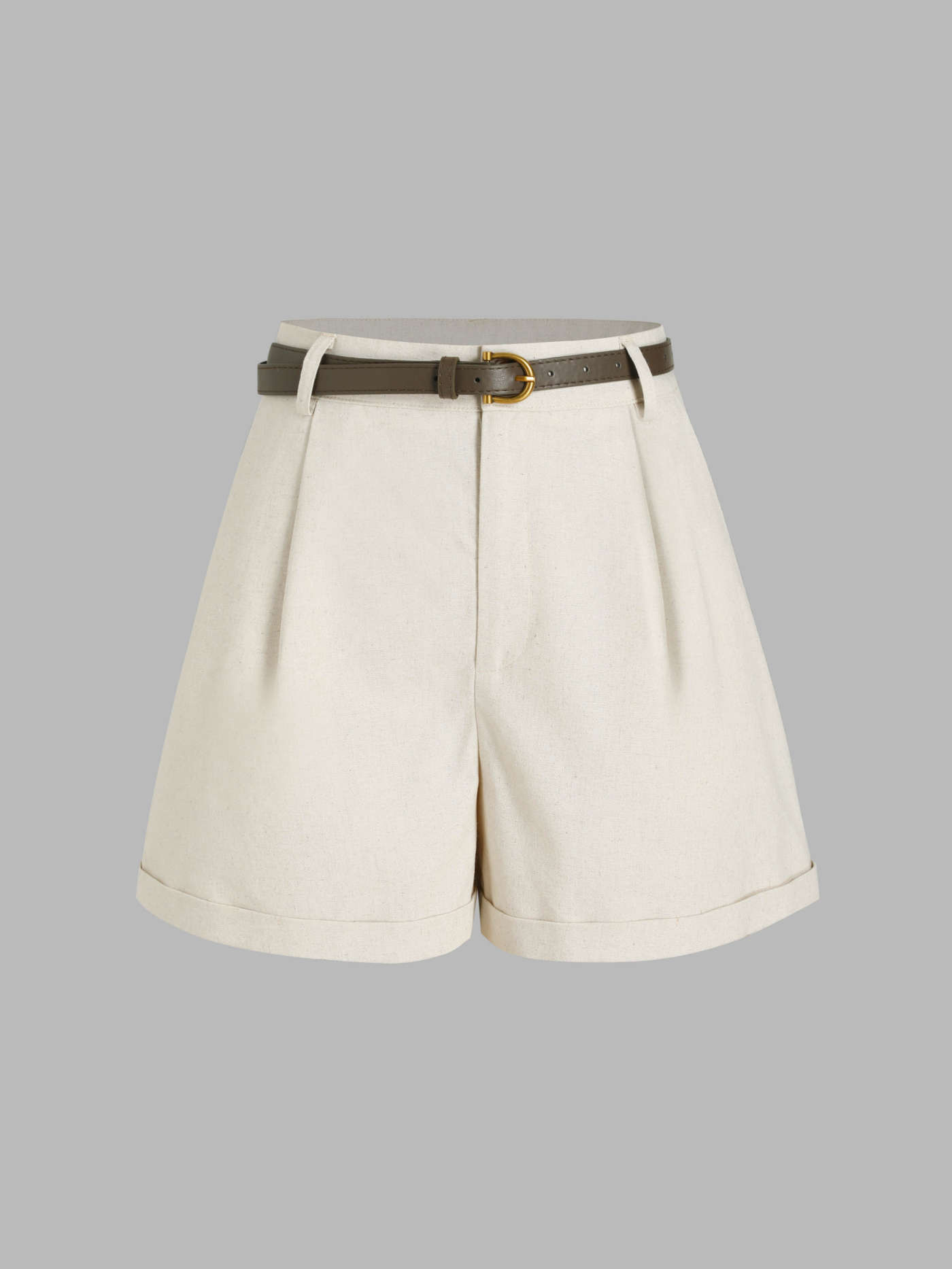 Linen-blend Linen-blend High Waist Belted Wide Leg Shorts For Daily Casual Coffee Shop Work | Cider