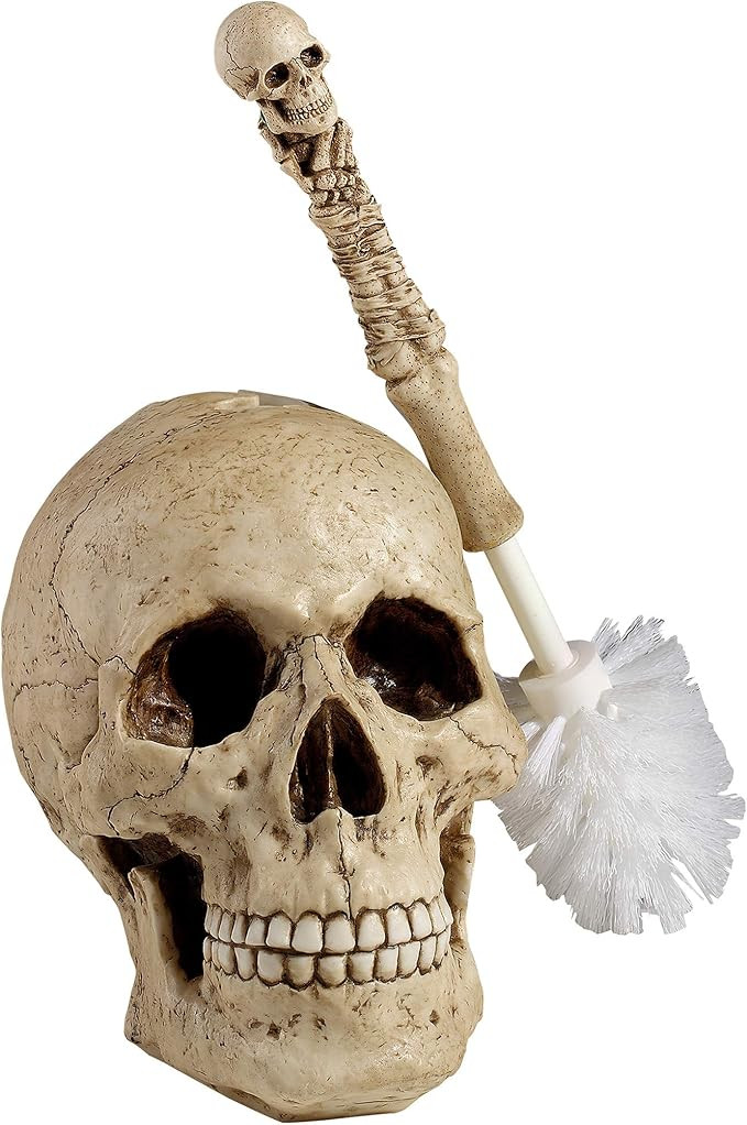 Design Toscano Skullduggery Skeleton Gothic Bathroom Decor Toilet Bowl Brush Set, 16 Inch, Polyre... | Amazon (US)