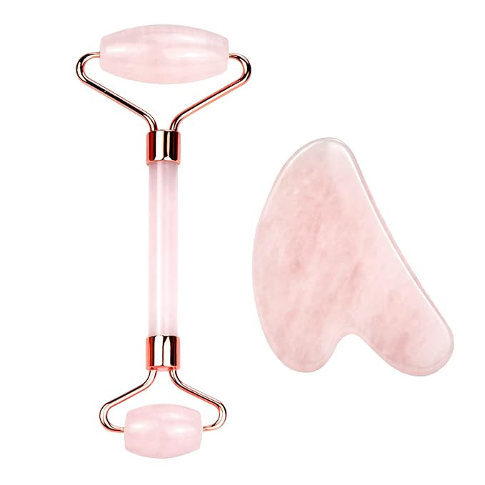 CUTELIILI Jade Roller & Gua Sha Facial Tools, Natural Pink Jade Gua Sha Set and Massage Tools for... | Amazon (US)