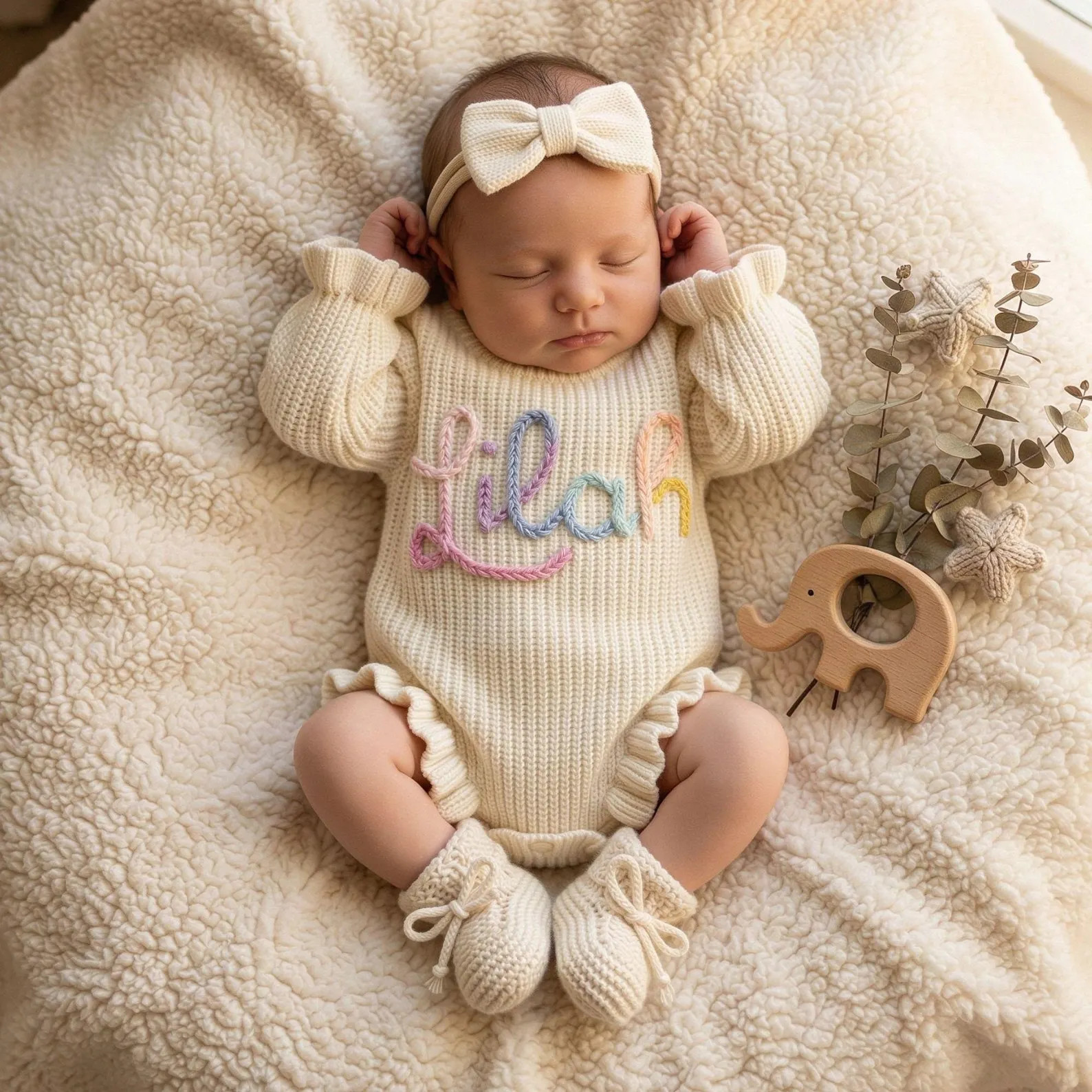 Baby Girl Romper Set, Personalized Newborn Clothes, Hand Embroidered Newborn Gift | Etsy (Global)