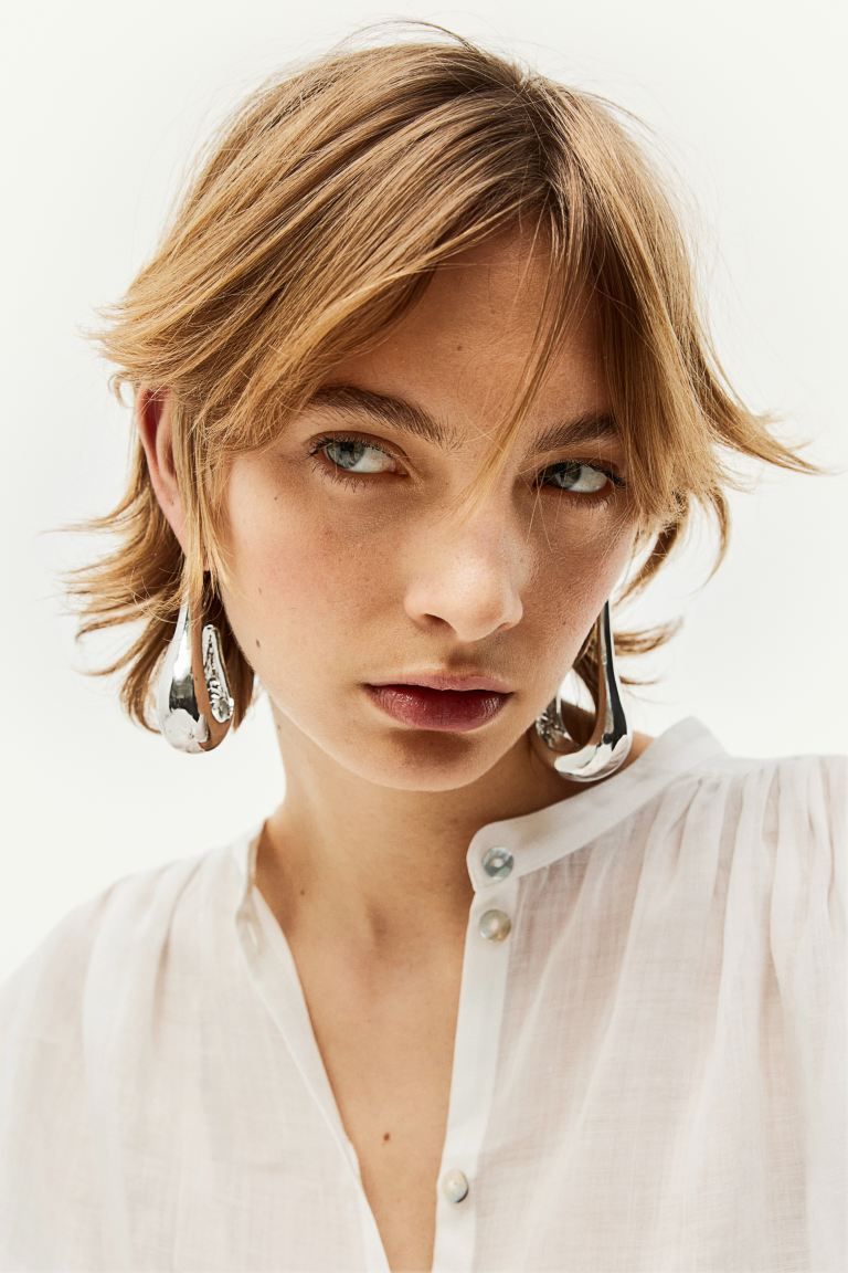 Long Hoop Earrings - Silver-colored - Ladies | H&M US | H&M (US + CA)