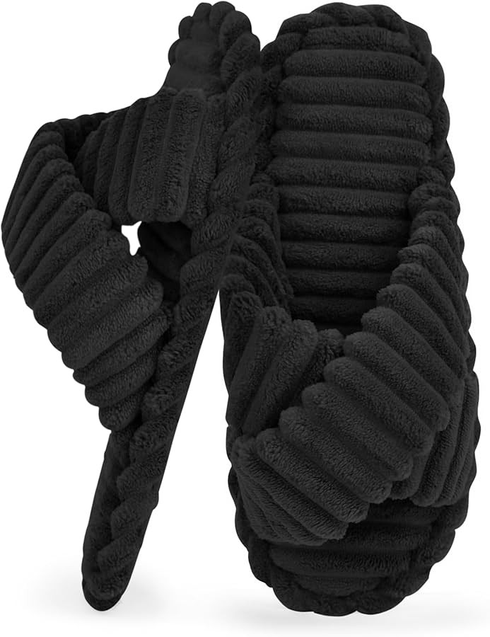 ZOORON Women's Cozy Slippers Crossbands & Memory Foam - Soft Plush Lined Non-Slip Indoor Outdoor ... | Amazon (US)