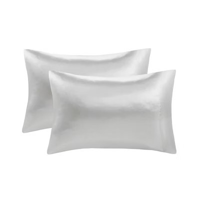 Gracie Mills Coralie 2-Peice Satin Pillowcase Set - Standard - Light Grey | Target