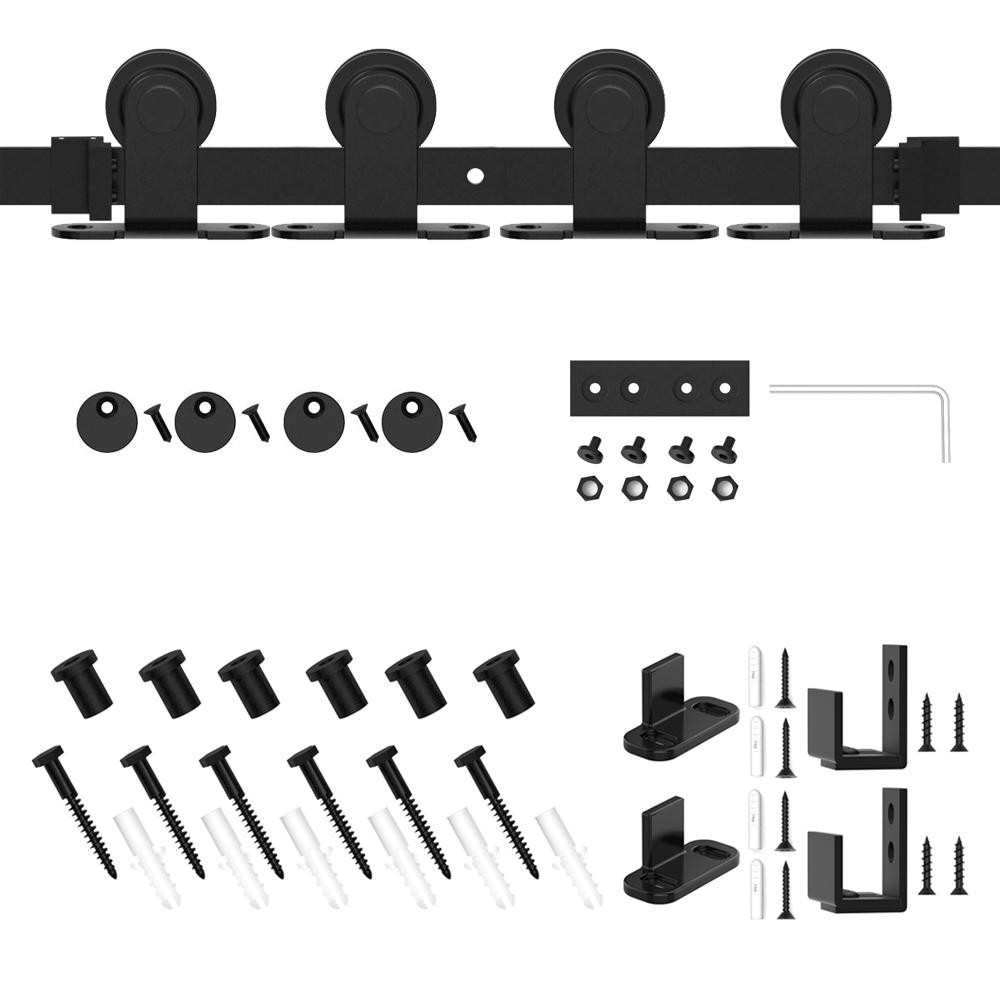 WINSOON 7.5 ft./90 in. Super Mini Sliding Barn Door hardware for Double Doors TV Stands Small Wardro | The Home Depot