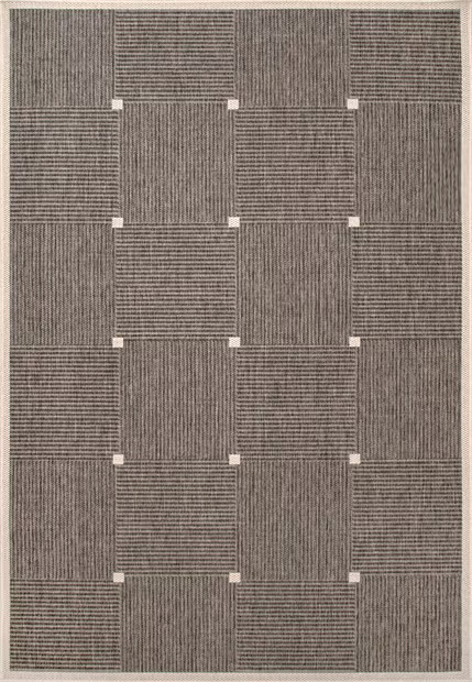 Dark Grey Glen Check Outdoor Area Rug | Rugs USA