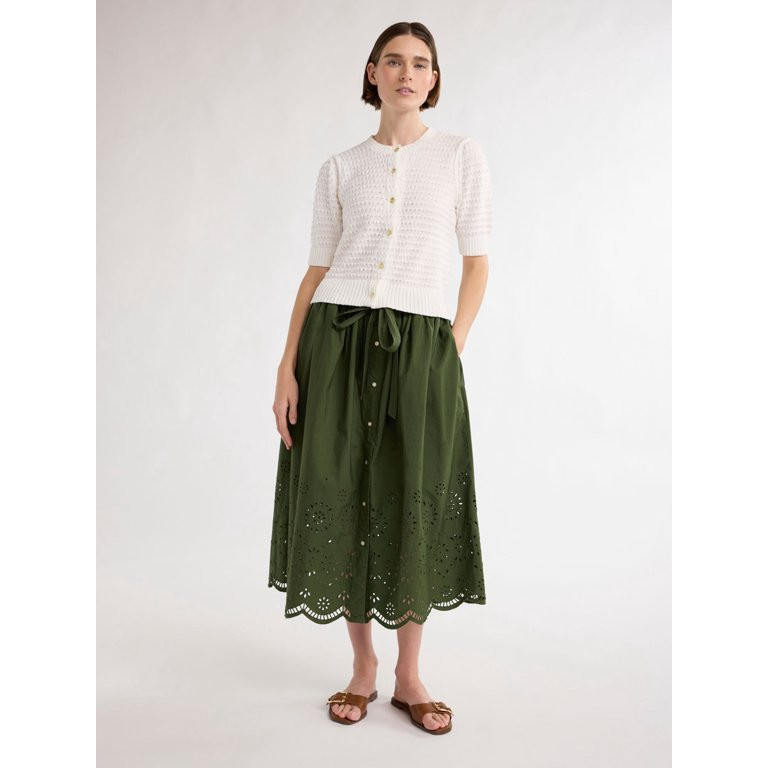 Free Assembly Women’s Textured Cardigan Sweater with Short Puff Sleeves, Lightweight, Sizes XS-... | Walmart (US)