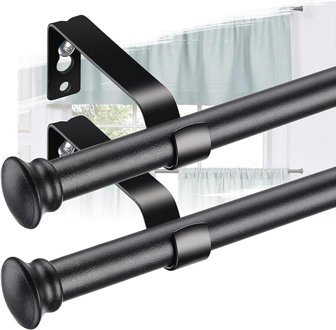 Curtain Rods for Windows 66 to 137” - 5/8 Inch Heavy Duty Curtain Rod 2 Pack - Adjustable Curta... | Amazon (US)