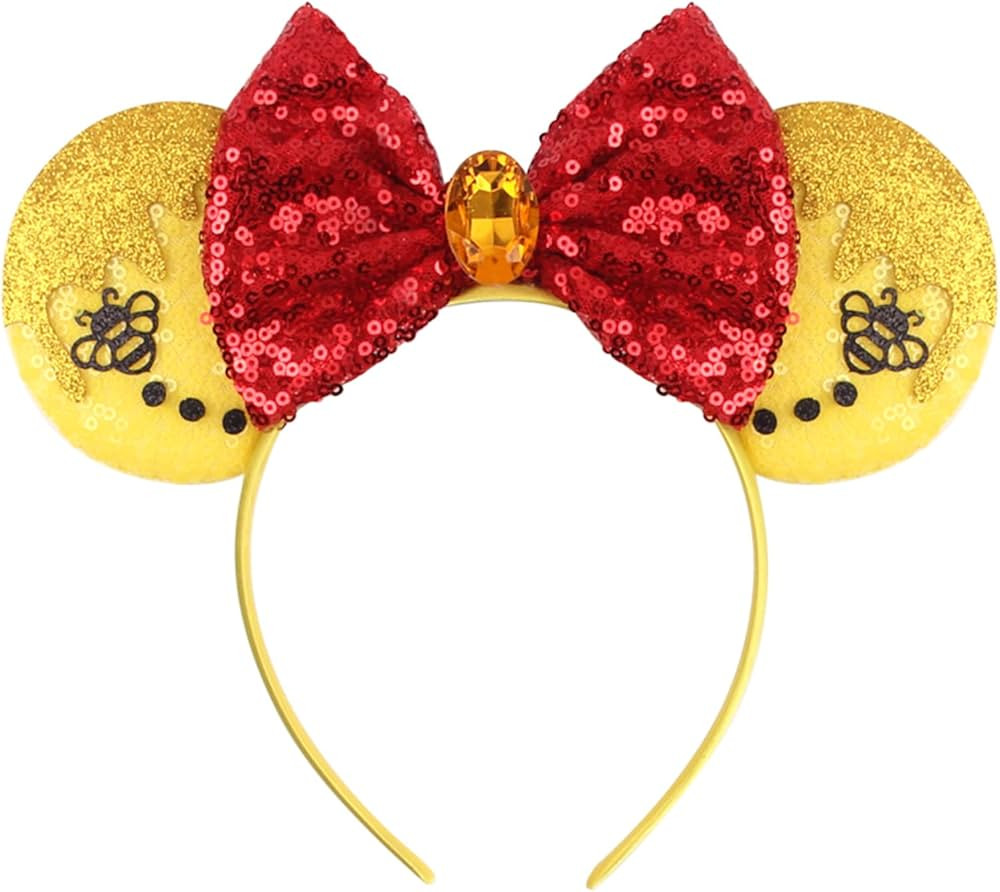Foeran Mouse Ears Headbands, Sequin Mouse Ears Headband with Bow for Kids Adults Women, Accessori... | Amazon (US)