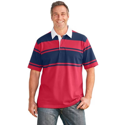KingSize Short Sleeve Rugby Shirt - L, Navy Red Stripe | Target