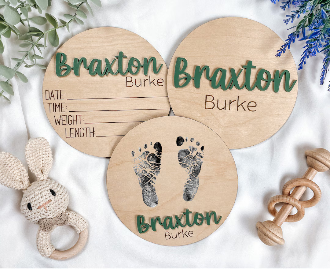 Custom Baby Arrival Announcement Sign, Baby Name With Birth Stats, Baby Name Reveal, Personalized... | Etsy (US)