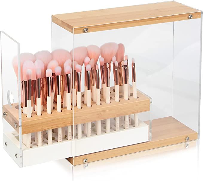 JACKCUBE DESIGN 29 Holes Acrylic Bamboo Brush Holder Organizer Beauty Cosmetic Display Stand with... | Amazon (US)