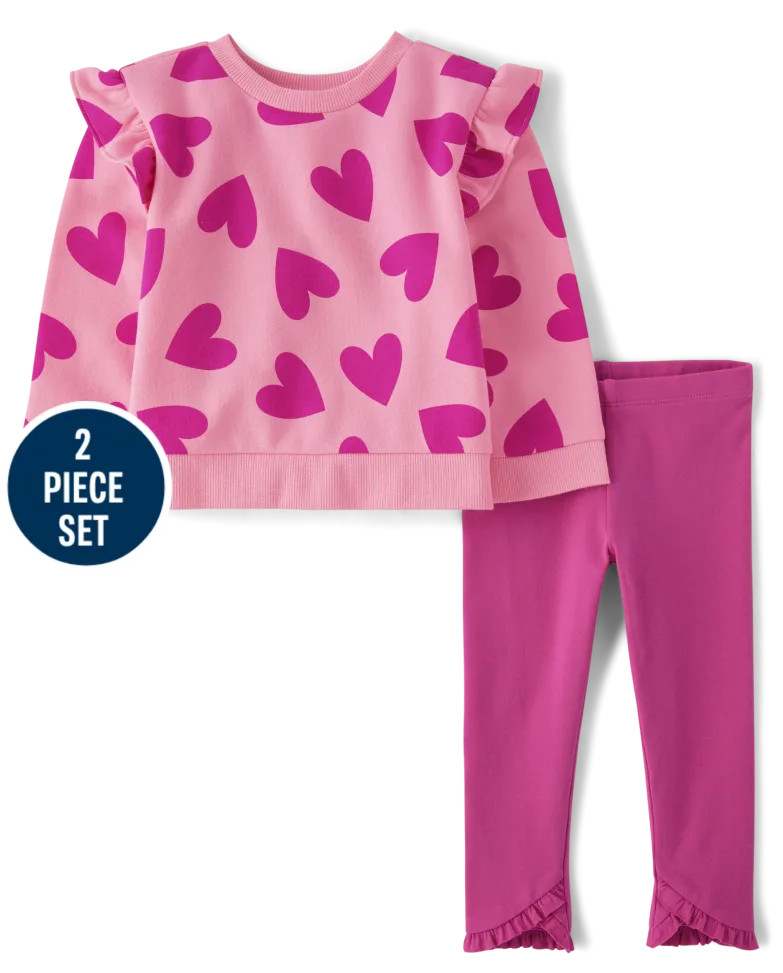 Toddler Girls Active Valentine's Day Long Sleeve Heart 2-Piece Outfit Set | The Children's Place ... | The Children's Place
