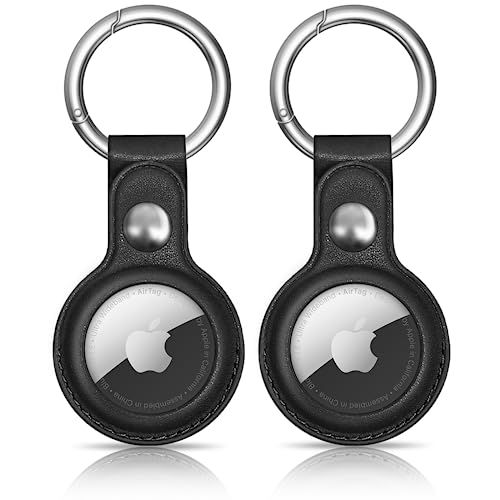 Woyinger Air Tag Keychain for Apple Airtags Holder,2 Pack Protective Leather Airtag Case Tracker ... | Amazon (US)