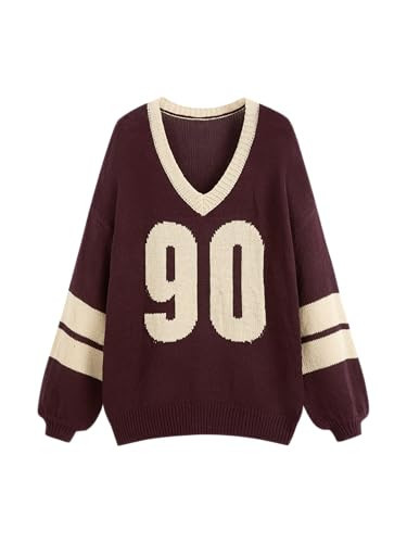 CIDER Knit V-Neck 90 Contrasting Binding Sweater, Brown, Small | Amazon (CA)