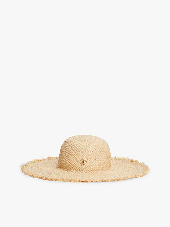 Logo Plaque Woven Straw Hat | Khaki | Tommy Hilfiger | Tommy Hilfiger UK