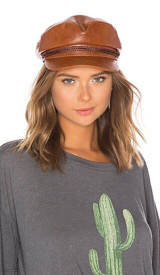 Brixton Fiddler Cap in Tan Vegan Leather | Revolve Clothing (Global)