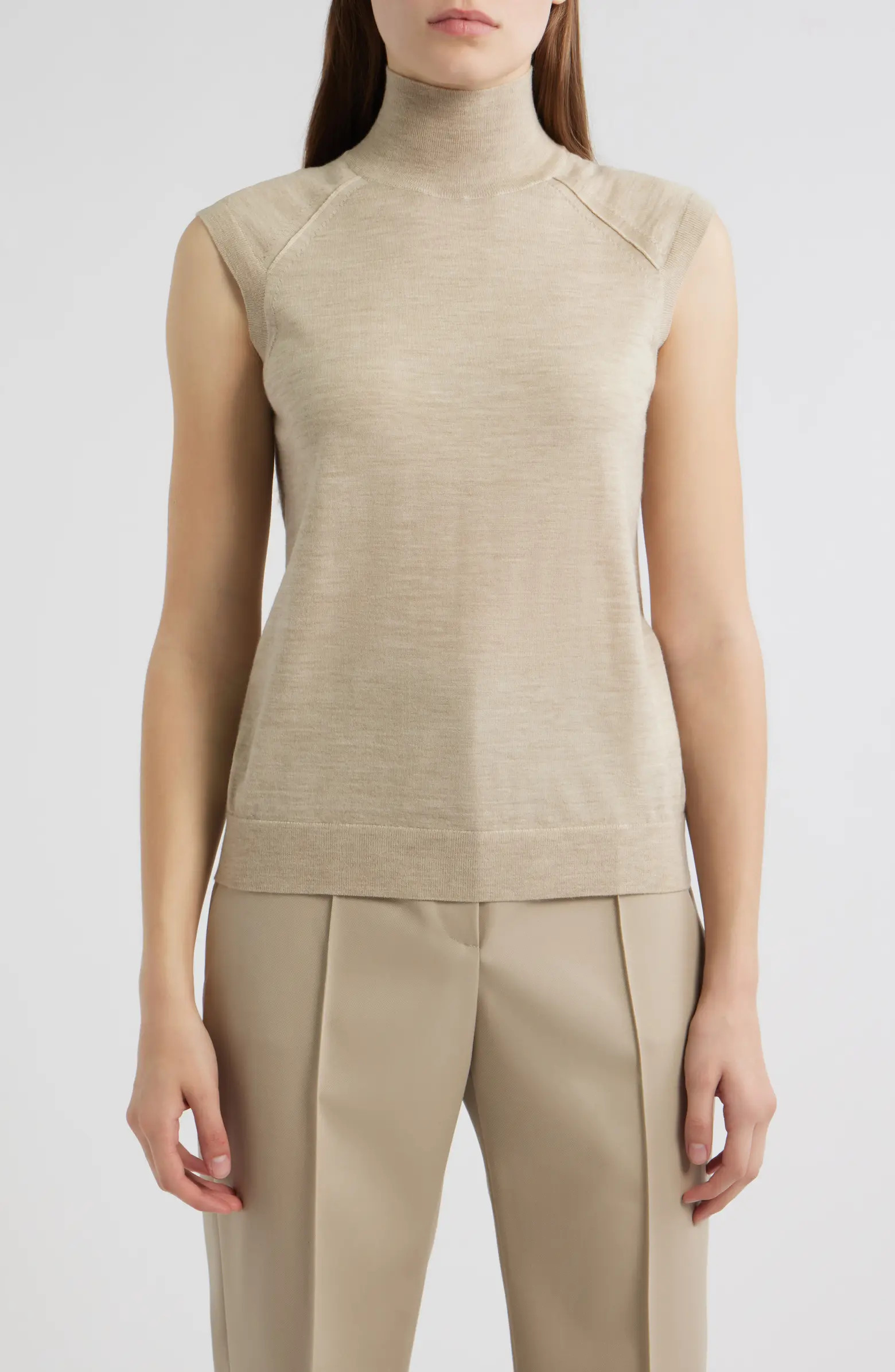 Fipini Turtleneck Sleeveless Virgin Wool Sweater | Nordstrom