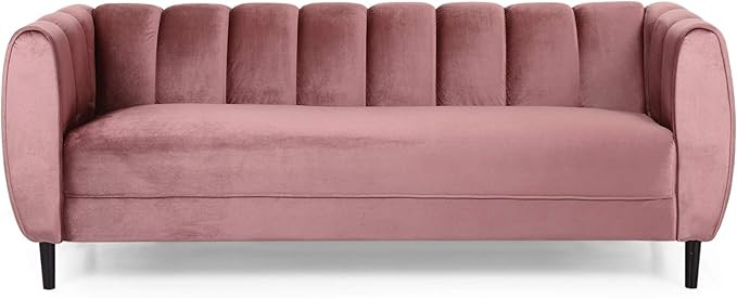 Christopher Knight Home Miranda Velvet 3 Seater Sofa, Blush, Dark Brown | Amazon (US)