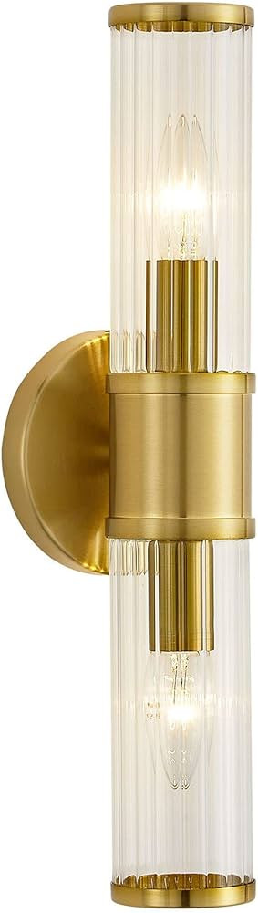 Linour Gold Wall Sconce - Bathroom Sconce Wall Lighting Modern Vanity Light Fixture with Glass Sh... | Amazon (US)