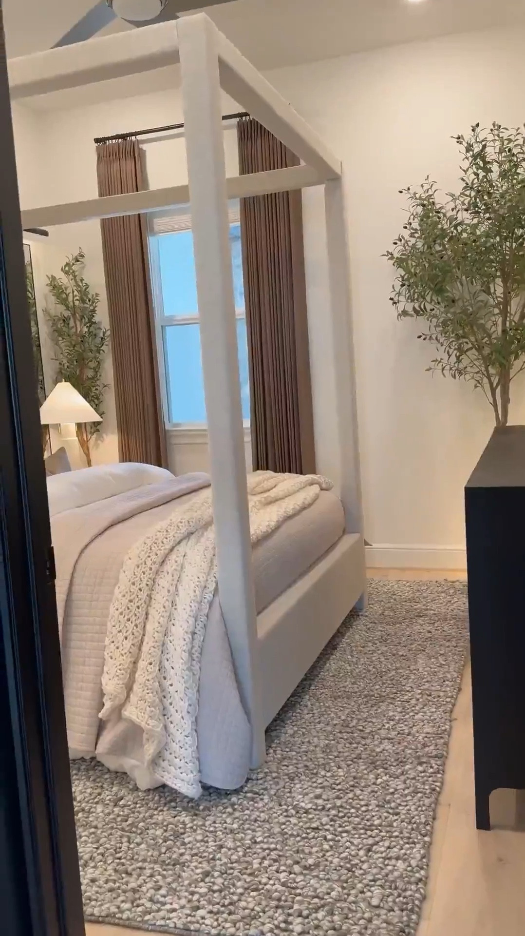 I used two duvet inserts to create that fluffy look.. plus i added a throw blanket under the rolled part! 🤎 Bed size is a Queen and the duvet+inserts are King size. I like sizing up on bedding bc it gives more fabric to work with especially if you want your bed to look full around! 😊

Measurements: 

Bed: Queen 

Duvet: King size - I inserted 2 King sized down inserts to give the bed a fuller look. Sheets & pillows are Queen sized 

Mirrors - 58" H x 18" W……mirrors will make your space feel larger as well as reflect light to other parts of the room! 

Drapes: Color Cafe Brown … Size 40"W x 108" W 

Sideboard in front of the bed was bought internationally but I linked a similar one below - Great price too!! 🤎

I used the “small table lamp” (linked) to create the glow effect behind the planter. I recommend  warm white light bulbs 😊

#LTKSaleAlert #LTKHome #LTKStyleTip