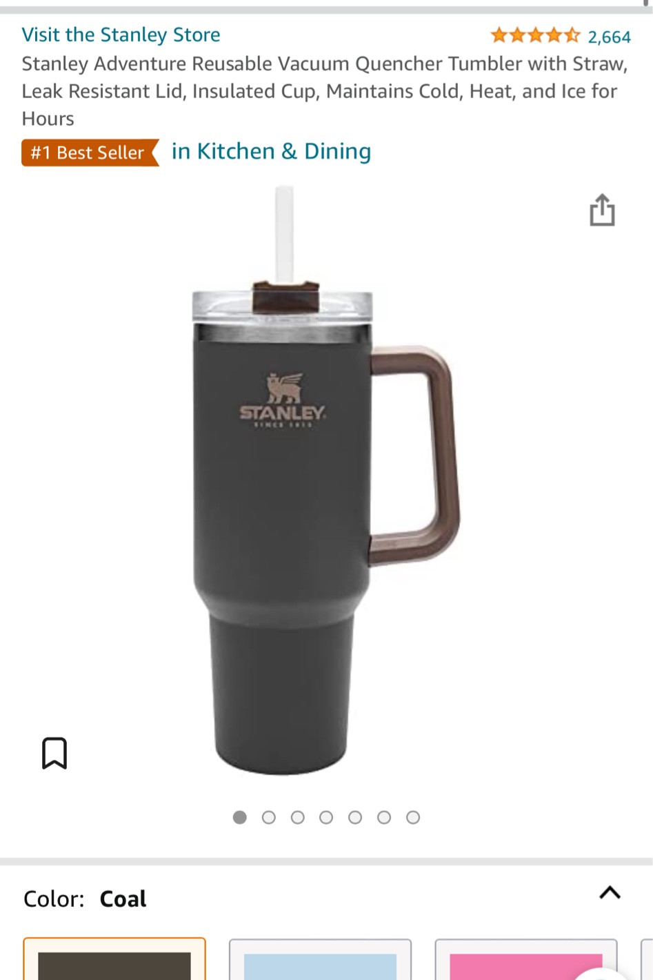 Reusable Vacuum Quencher Tumbler with Straw, Leak Resistant Lid