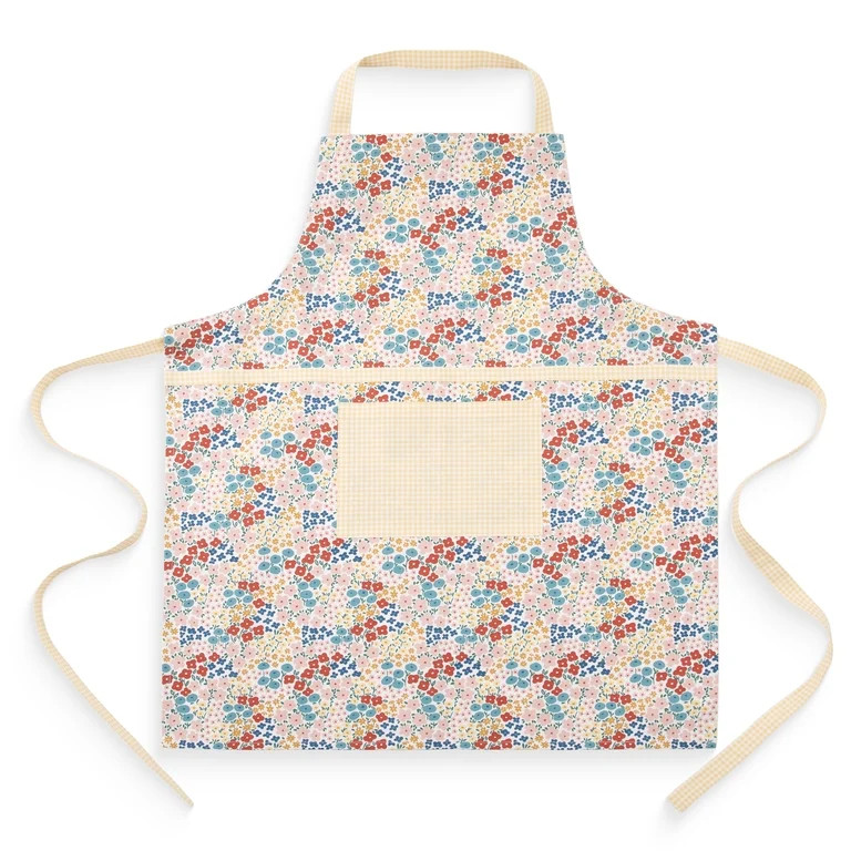 Mainstays Chef Kitchen Apron, 28" x 32" Cotton Apron with Pocket for Cooking, Baking, Gardening, ... | Walmart (US)