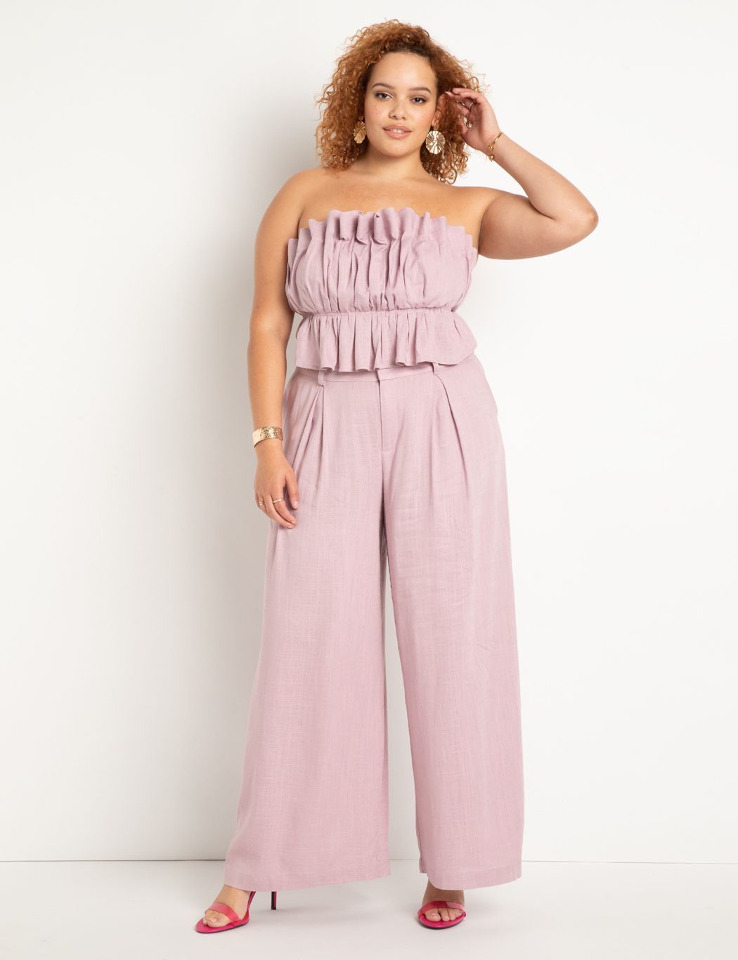 Linen Wide Leg Pant With Pleat | Eloquii