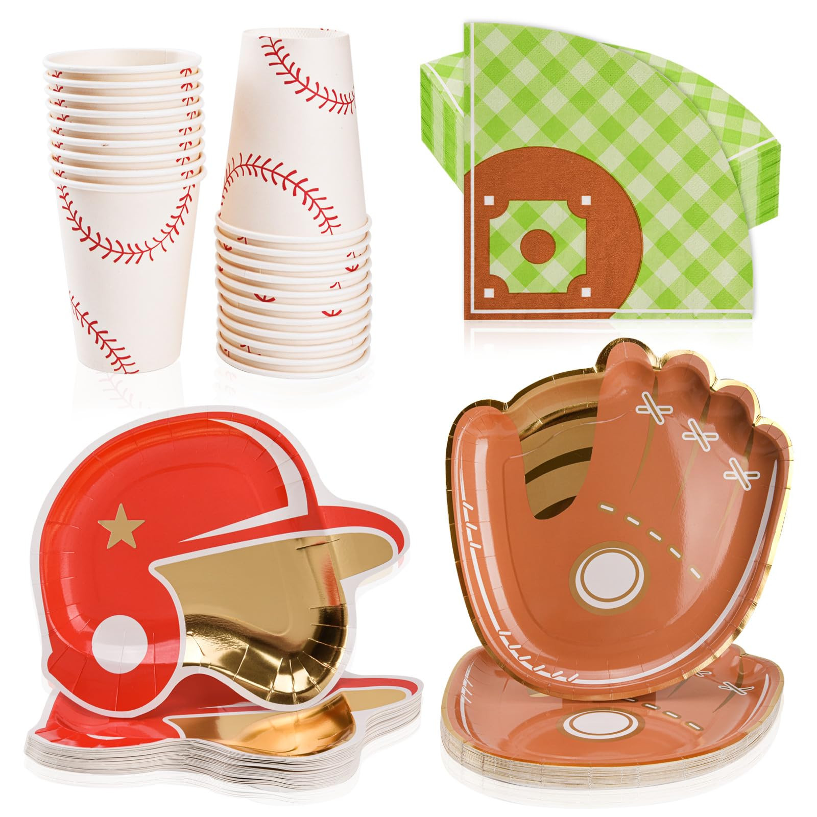 125 Pieces Baseball Party Decoration Tableware Set Baseball Field Disposable Napkins Plates and C... | Amazon (US)
