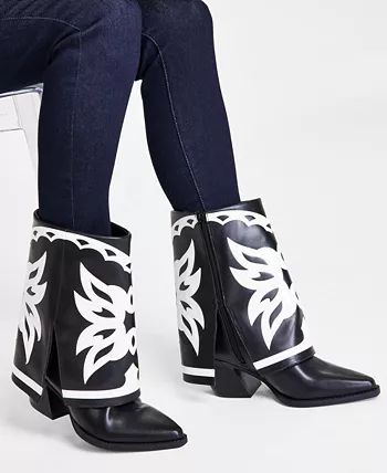 I.N.C. International Concepts Women's Jadiza Fold-Over Cuffed Cowboy Boots, Created for Macy's - ... | Macy's