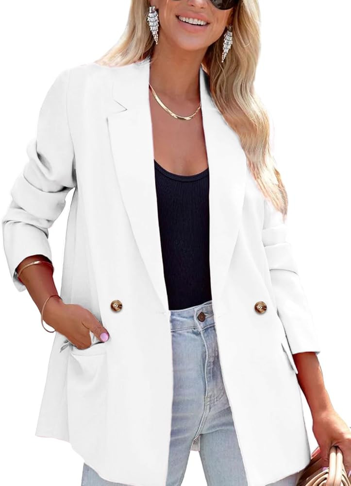 ARTFREE Womens Casual Blazer Button Lapel Long Sleeve Work Business Fashion Blazers Jackets Outfi... | Amazon (US)
