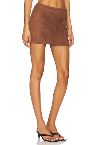 superdown Patsie Faux Suede Mini Skirt in Brown from Revolve.com | Revolve Clothing (Global)