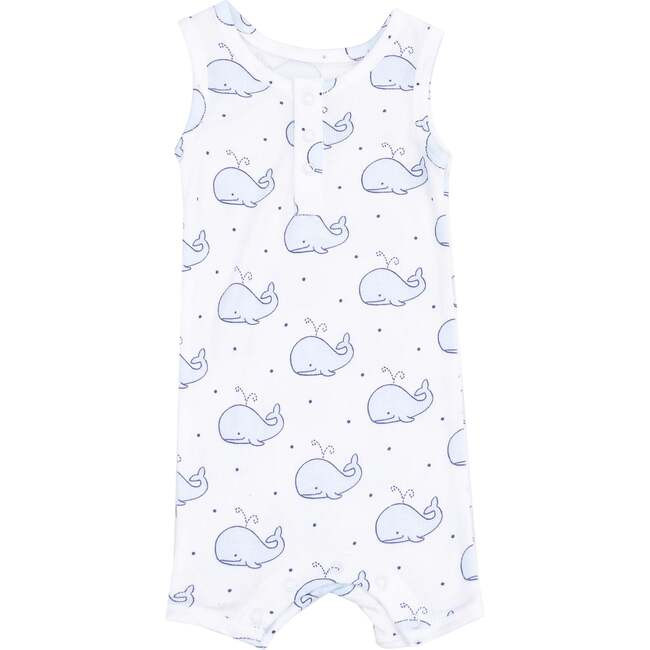 Sleeveless Shortie Romper, Bubbly Whale Blue | Maisonette