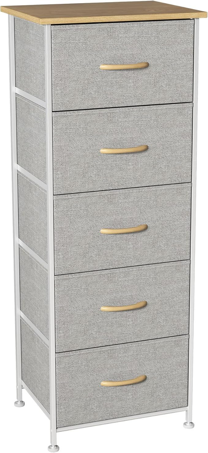 Somdot Tall Dresser for Bedroom with 5 Drawers, Storage Chest of Drawers with Removable Fabric Bi... | Amazon (US)