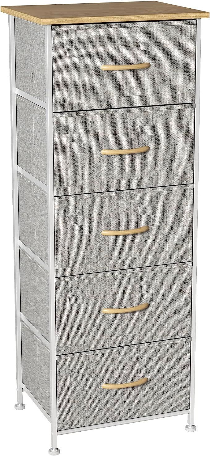 Somdot Tall Dresser for Bedroom with 5 Drawers, Storage Chest of Drawers with Removable Fabric Bi... | Amazon (US)