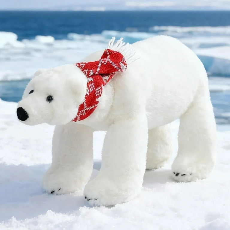 Scarf Polar Bear Stuffed Animal Plush Lifelike Soft Cute Polar Bear Plush Toy Pillow Fashion Deco... | Walmart (US)