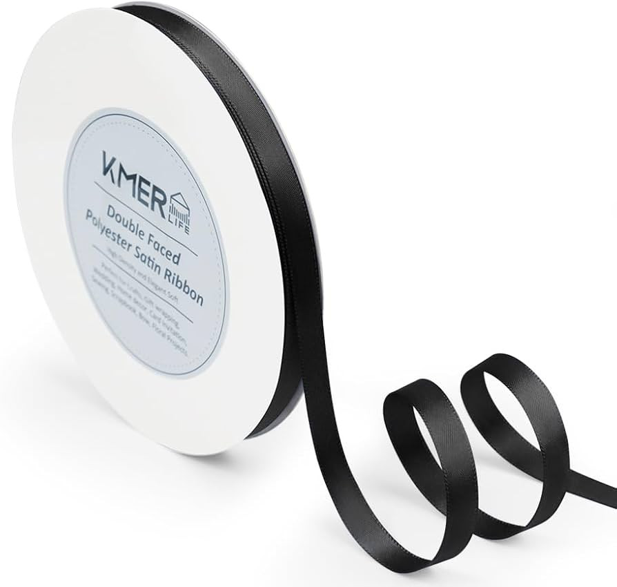 Solid Color Double Faced Black Satin Ribbon 3/8" X 50 Yards Ribbons Use for Bows Bouquet, Gift Wr... | Amazon (US)