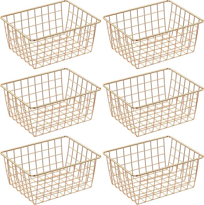 Wire Baskets, Cambond 6 Pack Wire Basket for Storage Durable Metal Basket Pantry Organizer Storag... | Amazon (US)
