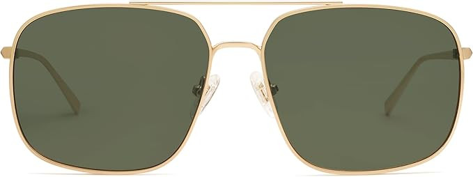 SOJOS Retro Square Aviator Sunglasses Womens Mens Double Bridge Metal Sun Glasses SJ1176 | Amazon (US)