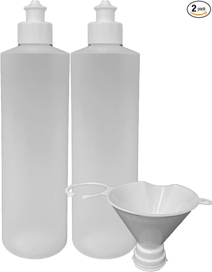 2 Pack Refillable 16 Ounce HDPE Squeeze Bottles With Push/Pull Button Top Dispenser Caps-Great Fo... | Amazon (US)